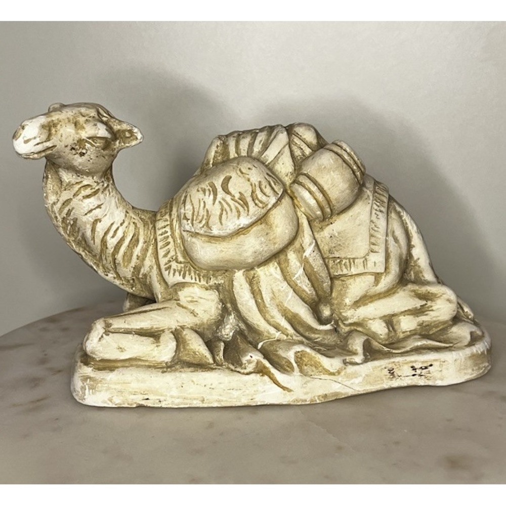 Vintage Plaster‎ Camel Figurine Detailed Laying 4" Arabia Persia